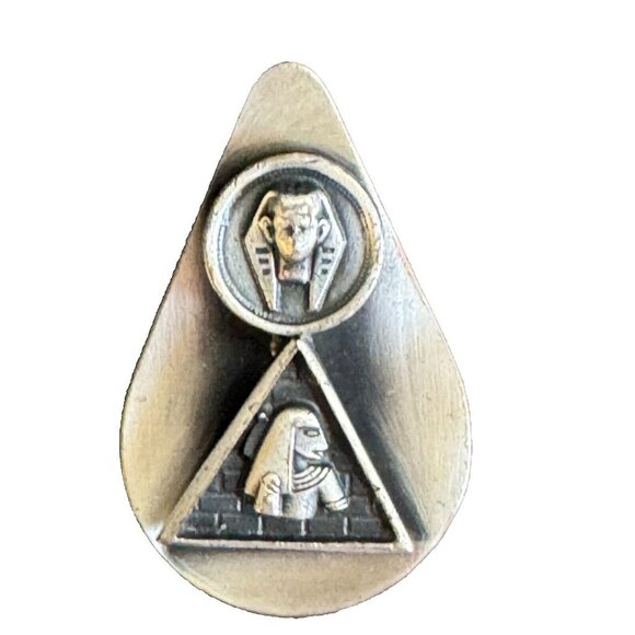 Unbranded Jewelry - Vintage Egyptian Revival Embossed Pewter Brooch Dress Pin